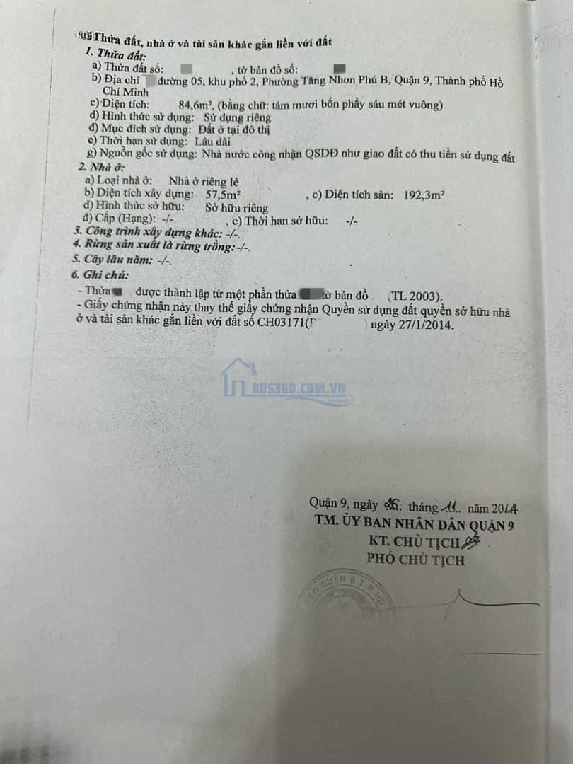 Nhà 4 Tầng, Mặt Tiền Đường Số 5, Tăng Nhơn Phú B, Thành Phố Thủ Đức, Ngang 5M, Dài 17.5M