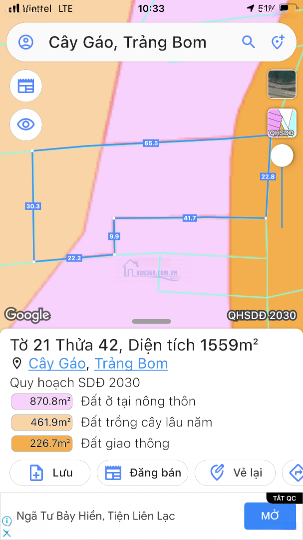 Chính Chủ Cần Bán 1000M2 Mặt Tiền Đường Nguyễn Hoàng Huyện Trảng Bom