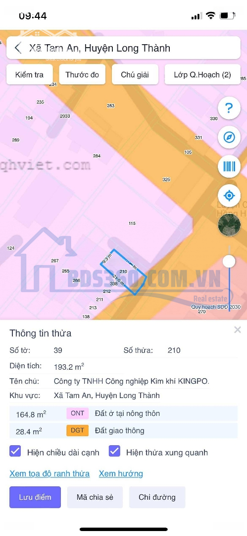 Bán 196M2 Đất Ở Tam An, Long Thành, Đồng Nai