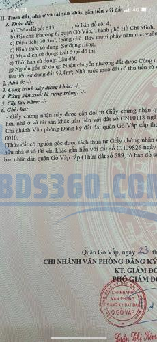 Bán lô đất Nguyễn Văn Dung, phường 6, Gò Vấp Giá 5,7tỷ