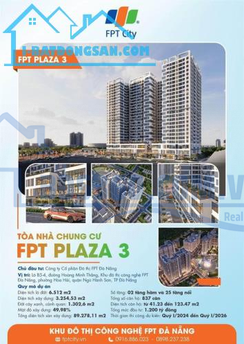 Mở bán căn hộ FPT Plaza3, chỉ 1tỷ2/căn giá siêu rẻ đáng mua nhất hiện tại