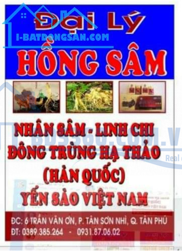 Tôi sang nhượng Đại lý : Hồng Sâm - Linh Chi Hàn Quốc Tiệm gần sát đường Tân Kỳ Tân Quý ,