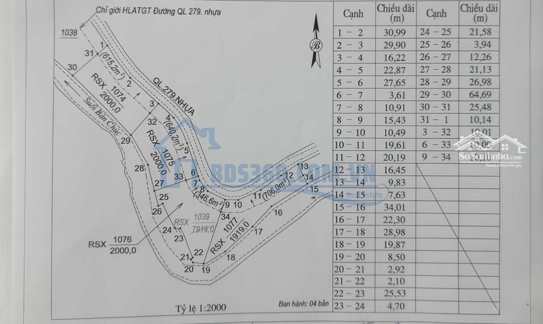 2000M2 Ven Suối Bám Quốc Lộ 279 Bình Gia - Lạng Sơn 190 Triệu