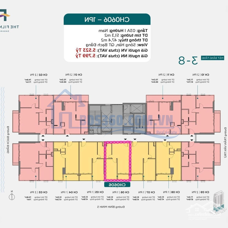 Bán Căn Hộ 1 Phòng Ngủ 51.3M2, View Sông Hàn, Phố Đi Bộ Bạch Đằng Tại Quận Hải Châu, Đà Nẵng