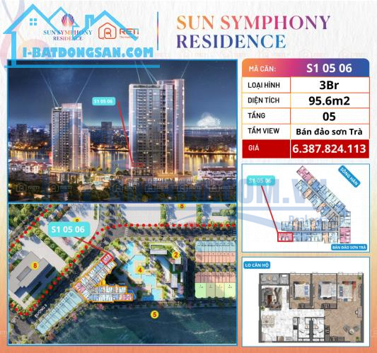 Căn hộ 3BR siêu rộng  dự án Sun Symphony ven sông Hàn, TP Đà Nẵng.