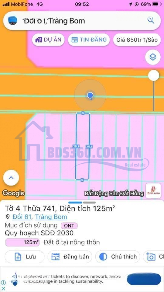 Đồng Nai Mặt Tiền Kinh Doanh 5X25M Trục Đường Mết Nối Ql1A