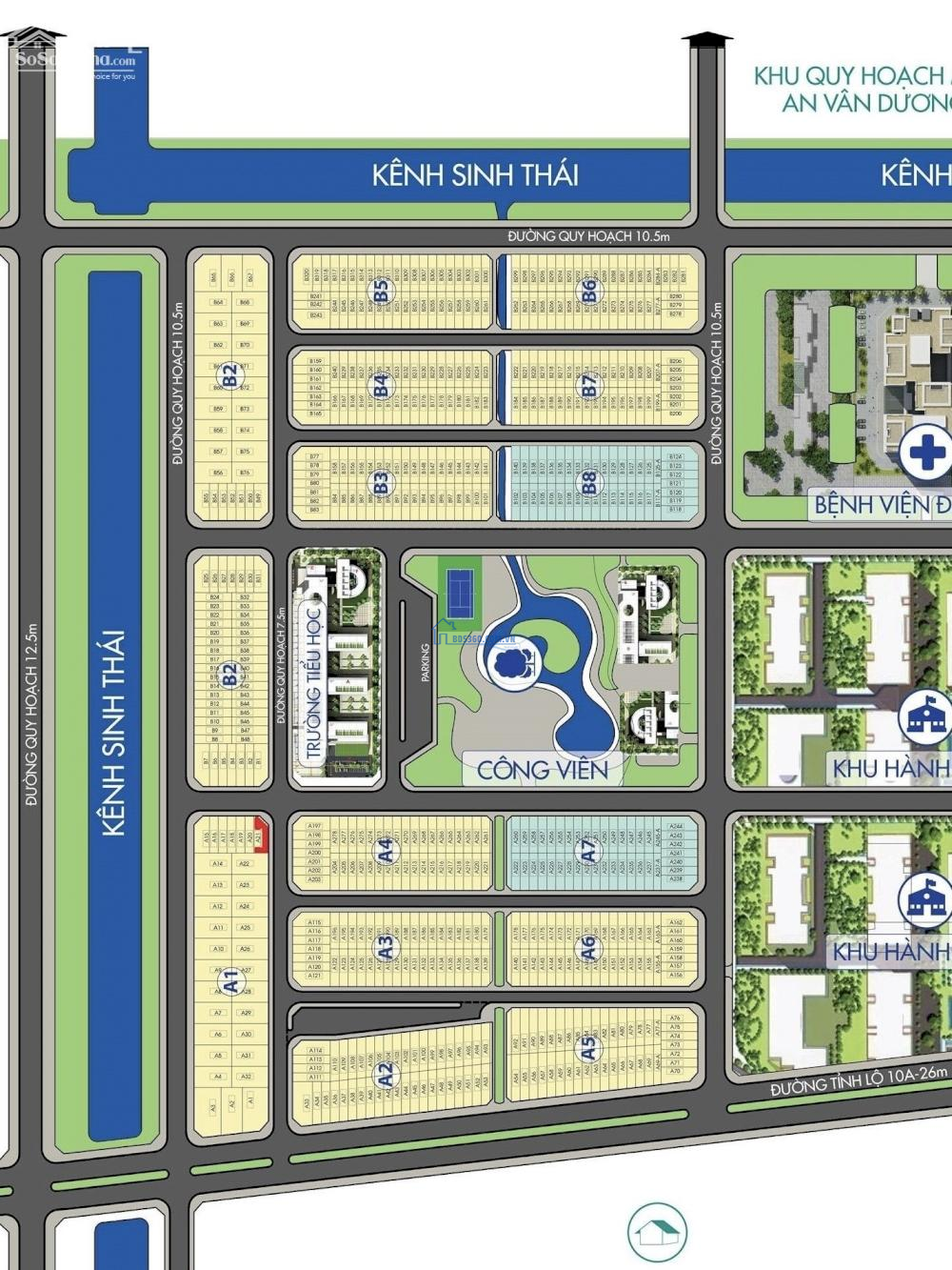 Bán đất xây dựng tự do 105m2 Khu A - Khu đô thị mới Phú Mỹ Thượng, TP Huế, chỉ 2,x tỷ