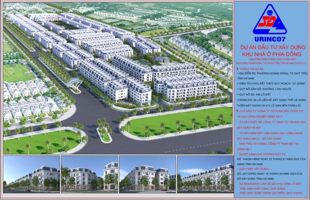 Sông Đà 7 Mở Bán Dự Án Khu Nhà Ở Phía Đông Cụm Công Trình PCCC Phường Hoàng Đông, Duy Tiên, Hà Nam