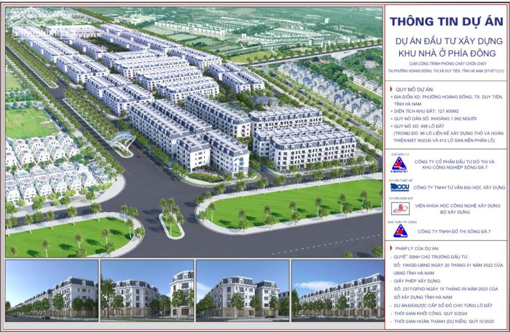 Sông Đà 7 Mở Bán Dự Án Khu Nhà Ở Phía Đông Cụm Công Trình PCCC Phường Hoàng Đông, Duy Tiên, Hà Nam