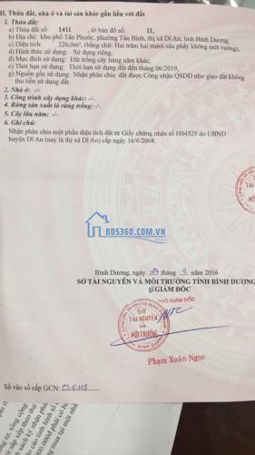 Bán đất Nguyễn Thị Tươi, Tân Bình, Dĩ An: 6,6 x 34, giá 3,55 tỷ.