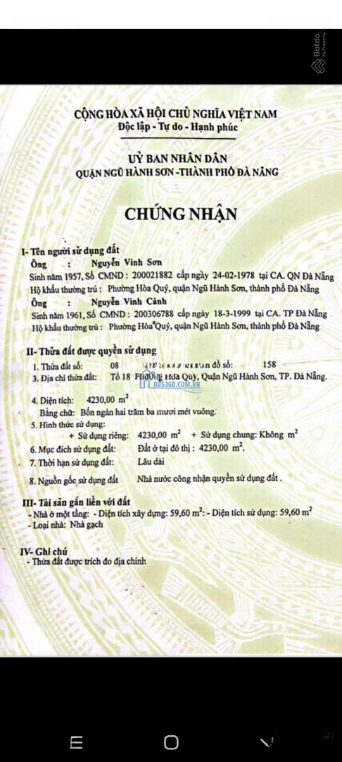 Bán Lô Đất 4Mặt Tiềnđường Nam Kỳ Khởi Nghĩa, Phường Hòa Qúy, Quận Ngũ Hành Sơn, Tp. Đà Nẵng