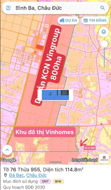 Bán gấp Đá Bạc Châu Đức KCN chỉ 6xx tr mặt tiền Bình Ba Đá Bạc DT765 giá đầu tư