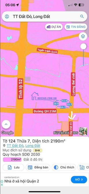Cần bán 5 lô F0 cách cổng chợ đất đỏ 500m đường 6m dt 230m2 giá 760tr/ lô
